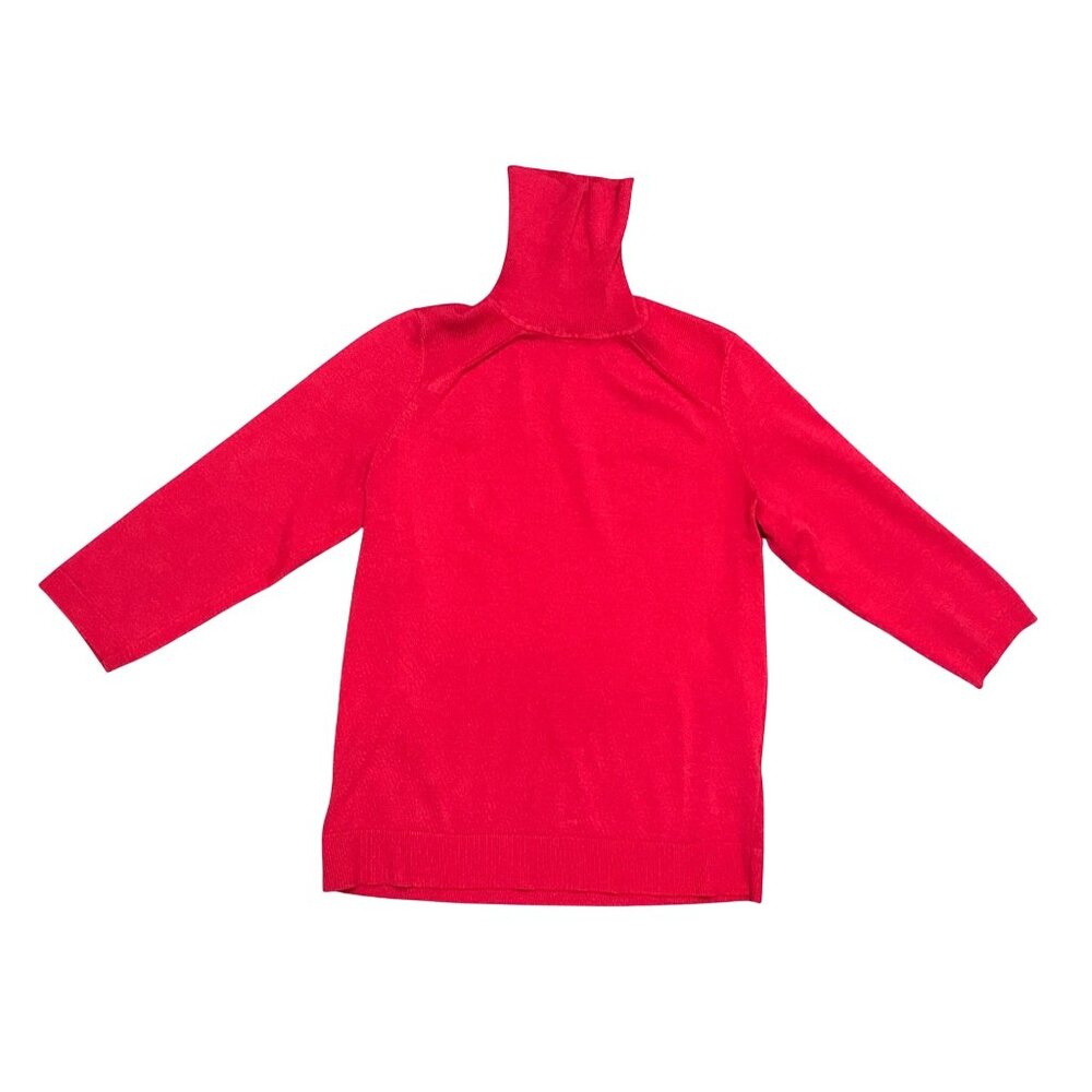 Chicos Size 0 Red Rayon Blend Mock Neck Sweater Top Soft Knit Minimalist Core - Picture 11 of 11